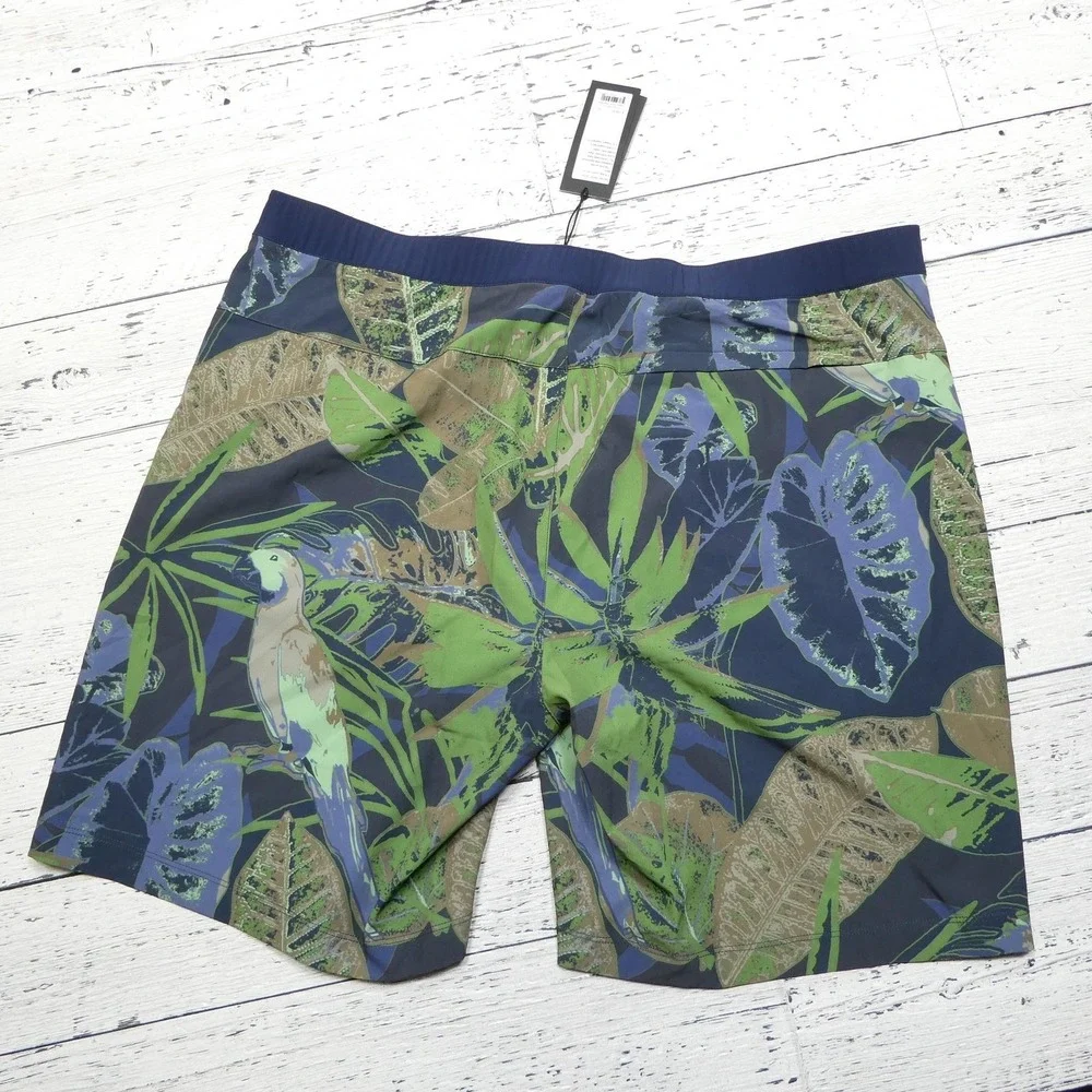 Rhone Shorts Mens‎ XL Blue Tropical Floral Swim Trunks Lined 6 Inseam Quick Dry